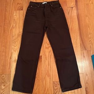 chocolate brown Zara straight leg jeans US4